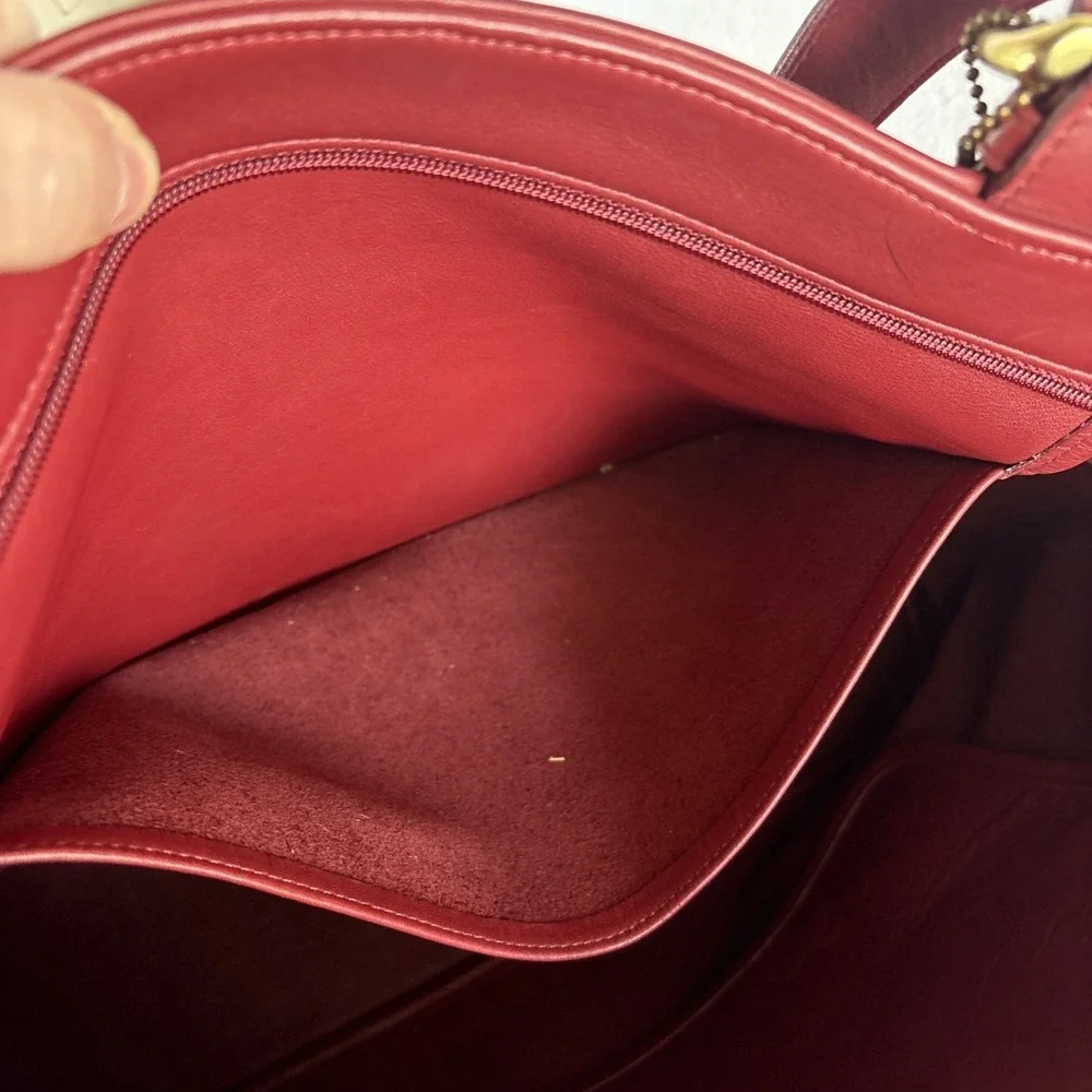 Vintage COACH Soho Zip Tote Bag Red Leather Large 4155 90s USA